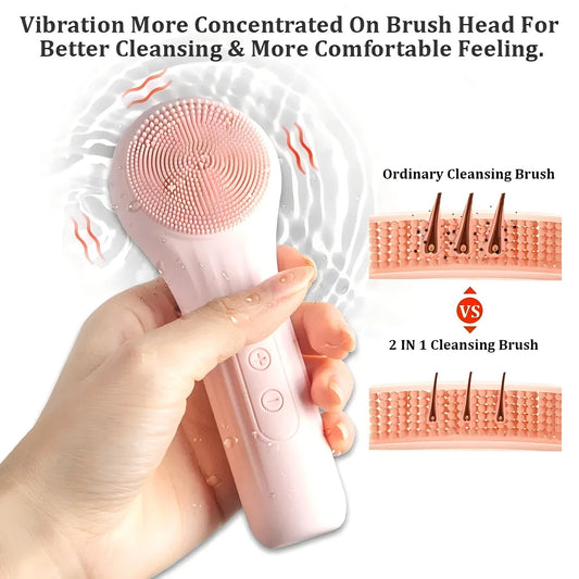 Heated Silicone Electric Facial Cleansing Brush