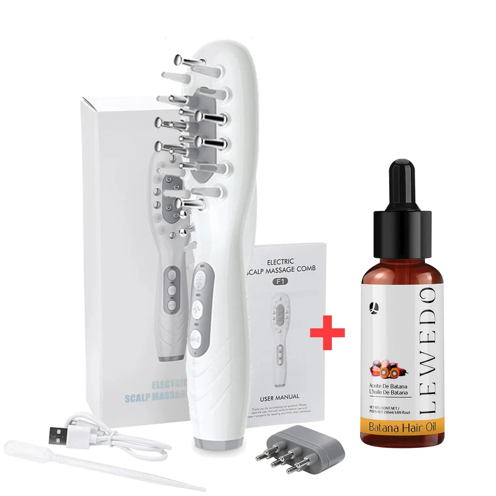 EMS LED Scalp Massage Comb with Oil Applicator
