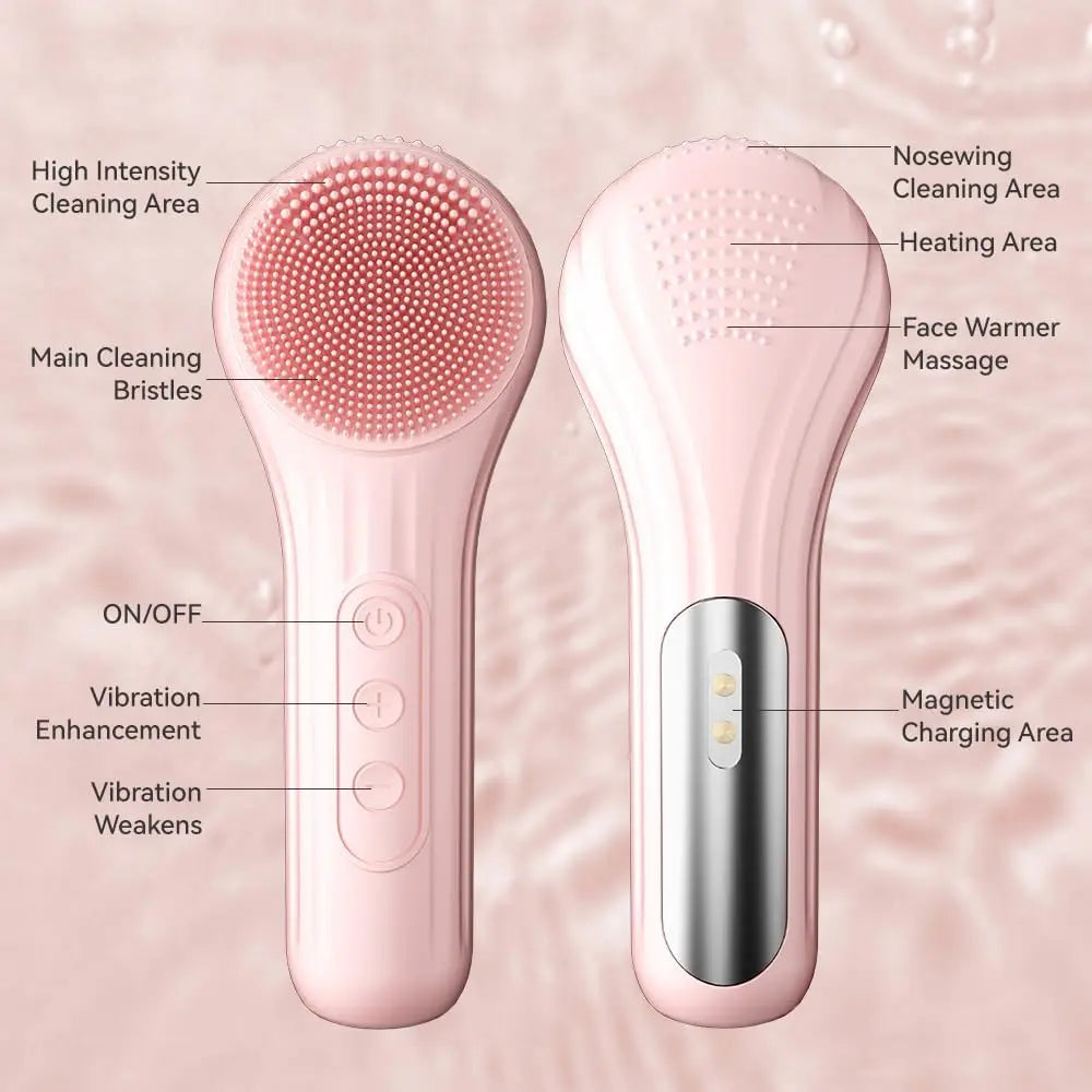 Heated Silicone Electric Facial Cleansing Brush