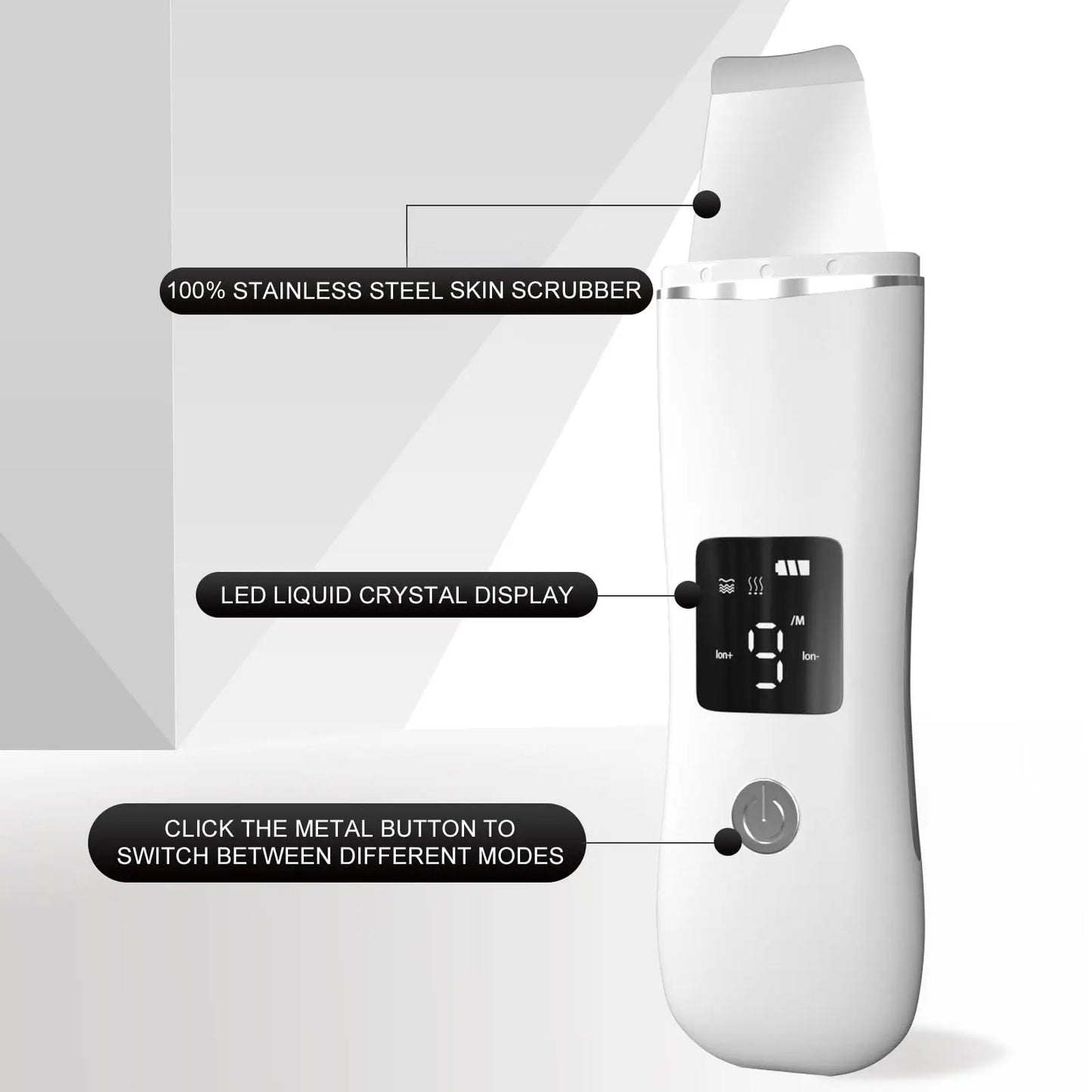 Ultrasonic Facial Skin Scrubber Spatula